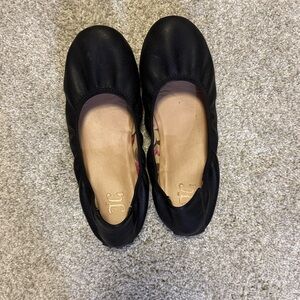 TC Black Leather Flats